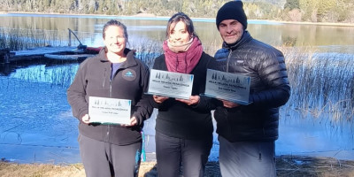 Lucas Rocca representó a Trevelin en el desafiante Ice Mile de Bariloche.
