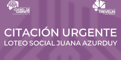 Portada Citación Loteo Social Municipal Juana Azurduy.