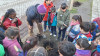 Plantación de árboles nativos en la Escuela Bilingüe.